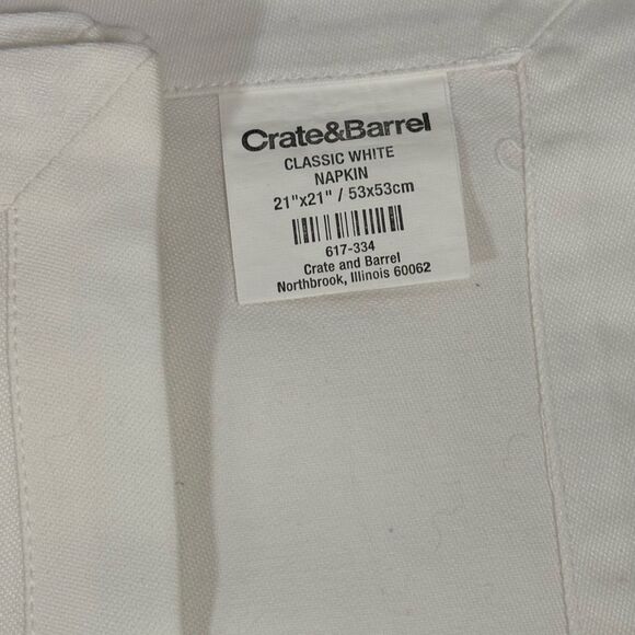 Crate & Barrel Classic Party Wedding Elevated Basic White Cotton Napkin Set of 8 - Picture 8 of 8